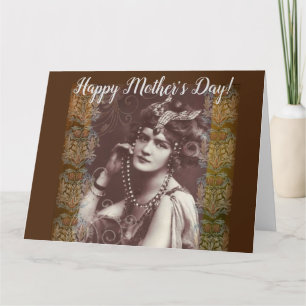 Vintages Party Girl on Viktorianisch Tapestry Karte