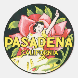 Vintages Pasadena Kalifornien Runder Aufkleber