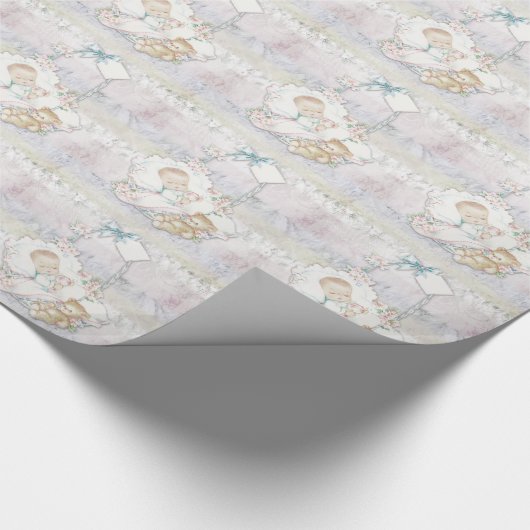 Vintages Pastel-Babyduschpapier Geschenkpapier (Ecke)
