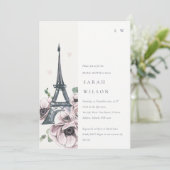 Vintages Pastel Eiffel Tower Brautparty Einladung (Stehend Vorderseite)