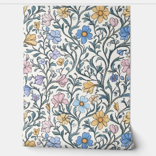 Vintages Pastell Botanisches Blumenmuster Tapete
