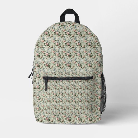 Vintages Pastell-florales botanisches Muster Bedruckter Rucksack (Vorderseite)