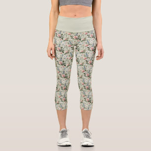 Vintages Pastell-florales botanisches Muster Capri Leggings