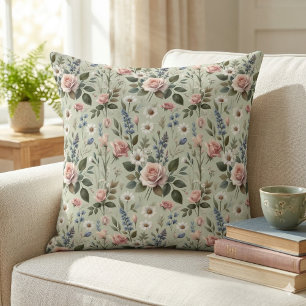 Vintages Pastell-florales botanisches Muster Kissen
