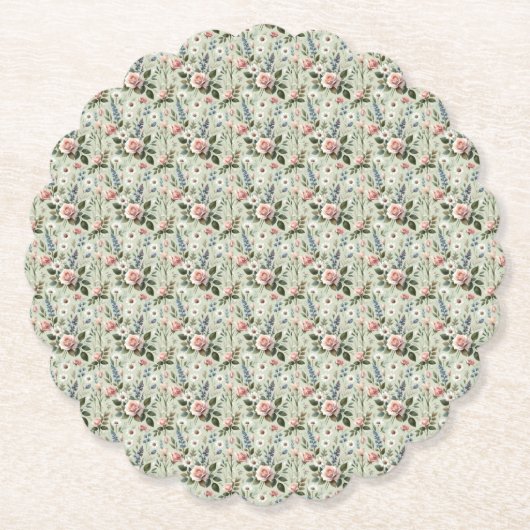 Vintages Pastell-florales botanisches Muster Untersetzer (Vorderseite)