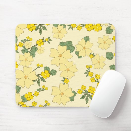 Vintages pastellgelbes Zitronengelb Blumendesign Mousepad (Mit Mouse)