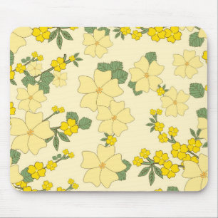 Vintages pastellgelbes Zitronengelb Blumendesign Mousepad