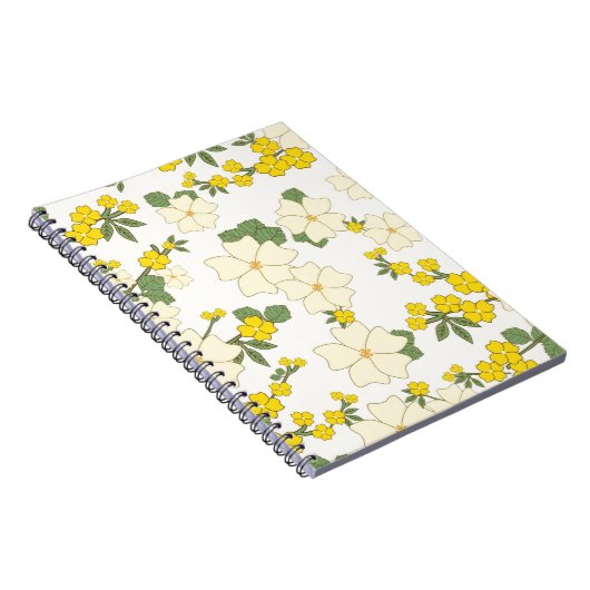 Vintages pastellgelbes Zitronengelb Blumendesign Notizblock (Rechte Seite)