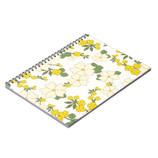 Vintages pastellgelbes Zitronengelb Blumendesign Notizblock (Linke Seite)