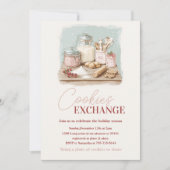 Vintages Pastellrosa und Rotes Cookie Exchange-Par Einladung (Vorderseite)