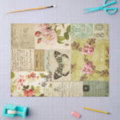 Vintages Patchwork Blumenschmetterlingsdekoupage Seidenpapier (Basteln)