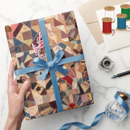Vintages Patchwork Crazy Quilt Muster Geschenkpapier