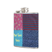 Vintages Patchwork-Design farbig Flachmann (Links)