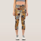 Vintages Patchwork Kunstfasermuster Capri Leggings (Vorderseite)