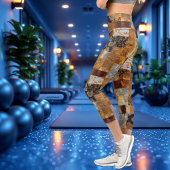 Vintages Patchwork Kunstfasermuster Capri Leggings