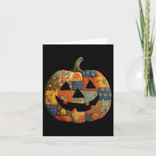 Vintages Patchwork Kürbisgequilt Halloween Fall A Karte (Vorderseite)