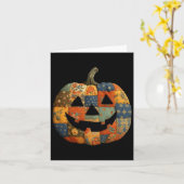 Vintages Patchwork Kürbisgequilt Halloween Fall A Karte (Gelbe Blume)