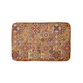 Vintages Patchwork mit Blumenmandalaelementen Badematte