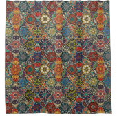 Vintages Patchwork mit Blumenmandalaelementen Duschvorhang (Vorderseite)