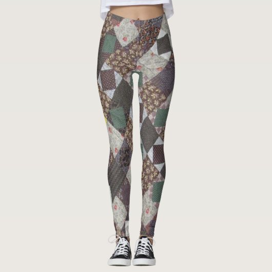 Vintages Patchwork-Muster Dunkle Diamant Quilt Leggings (Vorderseite)