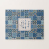 Vintages Patchwork Print Dusty Blues Jigsaw Puzzle (Horizontal)