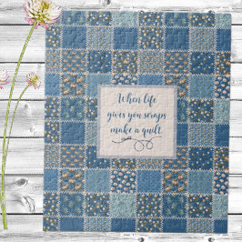 Vintages Patchwork Print Dusty Blues Jigsaw Puzzle