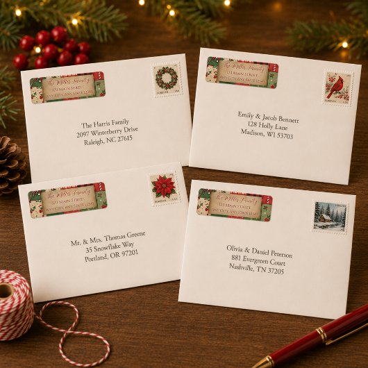 Vintages Patchwork Quilt Christmas Rücksendeadress