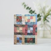 Vintages Patchwork-Quilt Postkarte (Stehend Vorderseite)