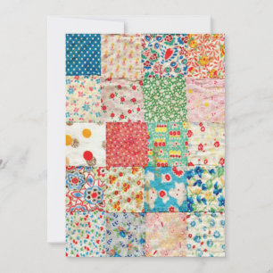 Vintages Patchwork Quilt Print Flat Card Karte