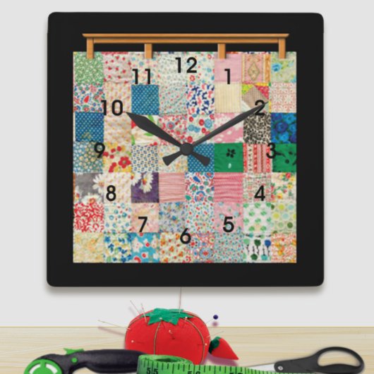 Vintages Patchwork-Quilt Quadratische Wanduhr