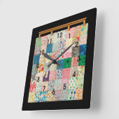 Vintages Patchwork-Quilt Quadratische Wanduhr (Winkel)