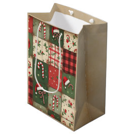 Vintages Patchwork Quilt Weihnachtsgeschenktasche Mittlere Geschenktüte