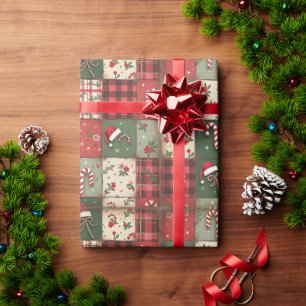 Vintages Patchwork Quilt Weihnachtswrapping Paper Geschenkpapier