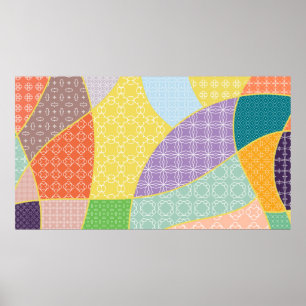 Vintages Patchwork-Quiltmuster. Vintag dekorativ Poster