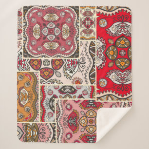 Vintages Patchwork-Quiltmuster. Vintag dekorativ Sherpadecke