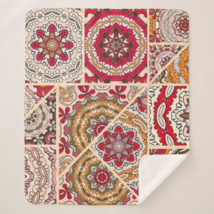 Vintages Patchwork-Quiltmuster. Vintag dekorativ Sherpadecke