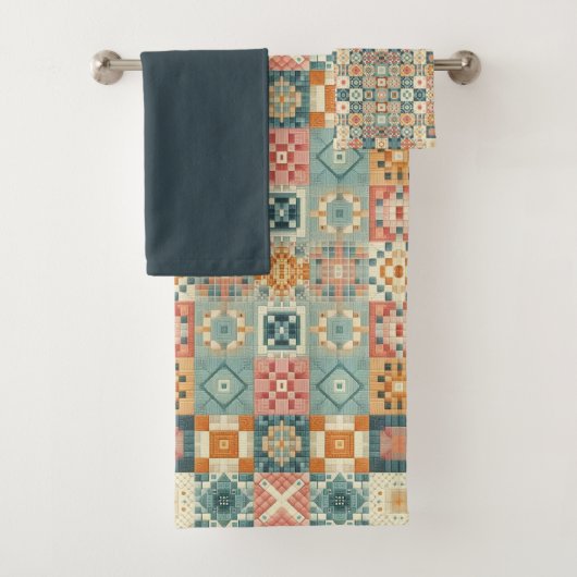 Vintages, Patchwork-Stepplook Badhandtuch Set (Insitu)