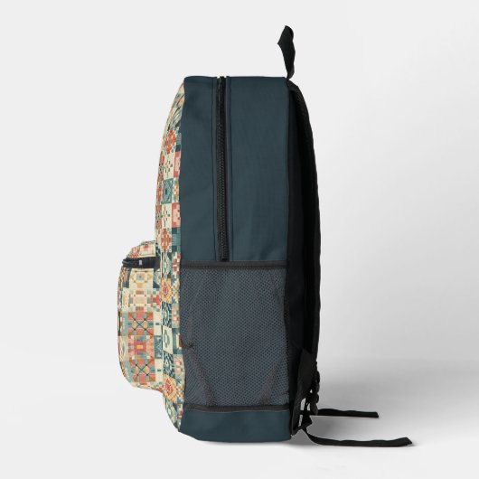Vintages, Patchwork-Stepplook Bedruckter Rucksack (Rechts)