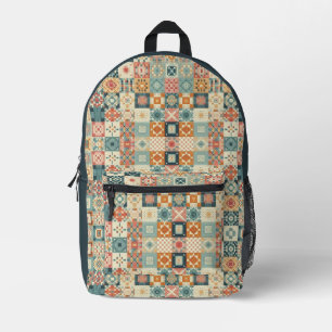 Vintages, Patchwork-Stepplook Bedruckter Rucksack