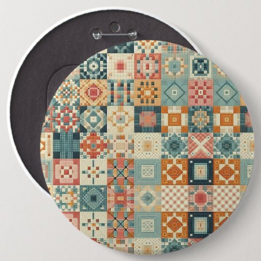 Vintages, Patchwork-Stepplook Button (Vorne & Hinten)