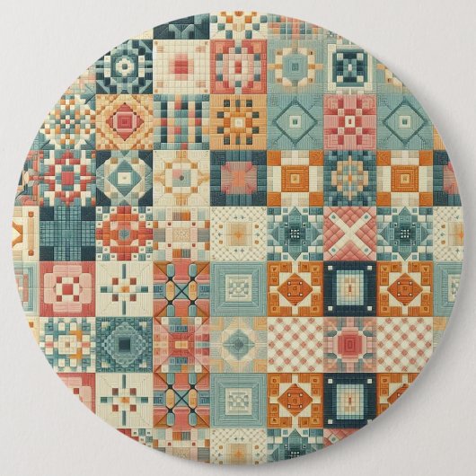Vintages, Patchwork-Stepplook Button (Vorderseite)