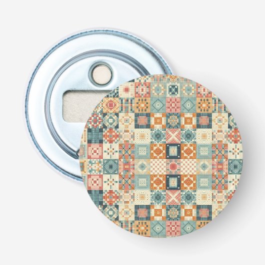 Vintages, Patchwork-Stepplook Flaschenöffner (Vorderseite)