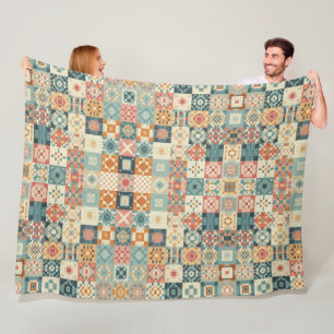 Vintages, Patchwork-Stepplook Fleecedecke