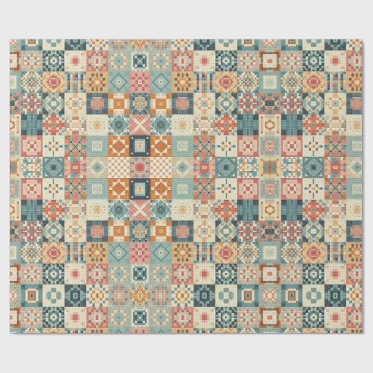 Vintages, Patchwork-Stepplook Geschenkpapier (Flach)