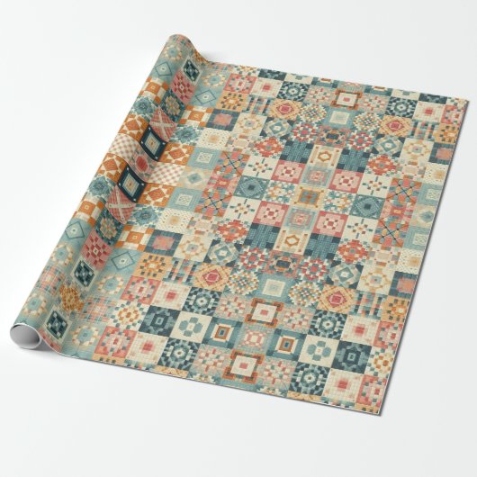 Vintages, Patchwork-Stepplook Geschenkpapier (Ungerollt)