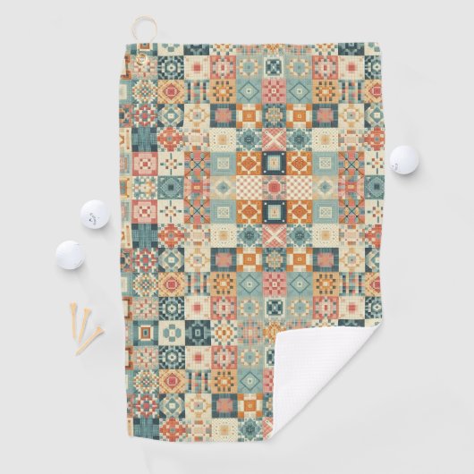 Vintages, Patchwork-Stepplook Golfhandtuch (Insitu)