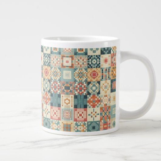 Vintages, Patchwork-Stepplook Jumbo-Tasse (Rechts)