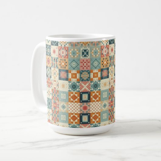 Vintages, Patchwork-Stepplook Kaffeetasse (Vorderseite Links)
