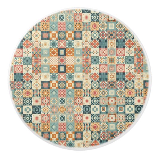 Vintages, Patchwork-Stepplook Keramikknauf (Vorderseite)