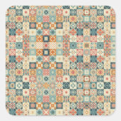 Vintages, Patchwork-Stepplook Quadratischer Aufkleber (Vorderseite)